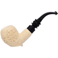 AKB Meerschaum Carved Floral Bent Apple (Mcinar) (with Case)