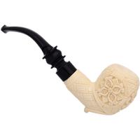 AKB Meerschaum Carved Floral Bent Apple (Mcinar) (with Case)
