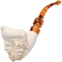 AKB Meerschaum Carved Laughing Pirate with Eyepatch & Cap (with Case)