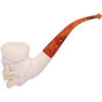 AKB Meerschaum Carved Skull with Yin and Yang Hat (with Case)