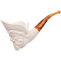 AKB Meerschaum Carved Laughing Pirate with Eyepatch & Cap (with Case)