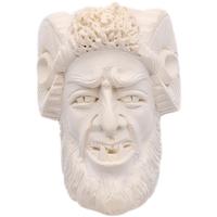 AKB Meerschaum Carved Bearded Man with Horns Churchwarden (Selver) (with Case & Extra Stem)