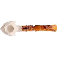 AKB Meerschaum Carved Bearded Man with Horns Churchwarden (Selver) (with Case & Extra Stem)