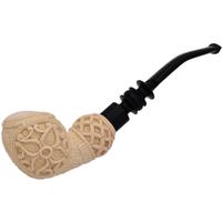 AKB Meerschaum Carved Floral Bent Egg (Mcinar) (with Case)