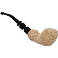 AKB Meerschaum Carved Floral Bent Egg (Mcinar) (with Case)