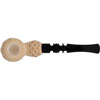 AKB Meerschaum Carved Floral Bent Egg (Mcinar) (with Case)