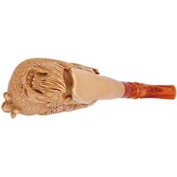 AKB Meerschaum Carved Bearded Pirate Skull with Cap (with Case)