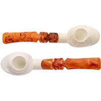 AKB Meerschaum Sherlock Holmes and Watson Carved Two Pipe Set (with Case)