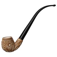 AKB Meerschaum Carved Floral Bent Billiard Churchwarden with Soaring Eagle (H. Ege) (with Case)