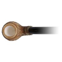 AKB Meerschaum Carved Floral Bent Billiard Churchwarden with Soaring Eagle (H. Ege) (with Case)