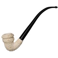 AKB Meerschaum Carved Floral Calabash Churchwarden (H. Ege) (with Case)