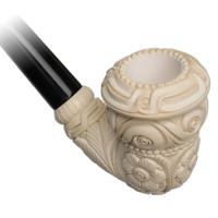 AKB Meerschaum Carved Floral Calabash Churchwarden (H. Ege) (with Case)