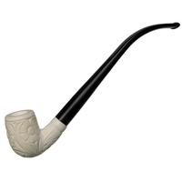 AKB Meerschaum Carved Floral Bent Billiard Churchwarden (Ali) (with Case)