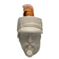 AKB Meerschaum Carved Civil War Soldier with Pipe (Ali) (with Case)