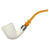 AKB Meerschaum Lattice Paneled Bent Dublin with Silver (Tekin) (with Case)