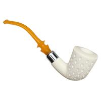 AKB Meerschaum Lattice Paneled Bent Dublin with Silver (Tekin) (with Case)