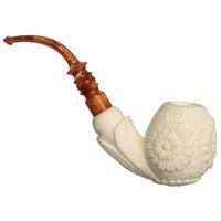 AKB Meerschaum Carved Floral Bent Apple (I. Baglan) (with Case)