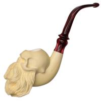 AKB Meerschaum Carved Bearded Skull (Kenan) (with Case)