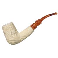 AKB Meerschaum Carved Christmas 2019 Bent Billiard (Ali) (with Case)