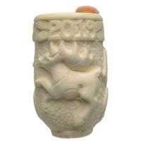 AKB Meerschaum Carved Christmas 2019 Bent Billiard (Ali) (with Case)