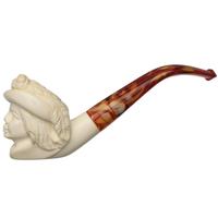AKB Meerschaum Carved High Society Lady with Feather Hat (with Case)