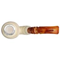 AKB Meerschaum Carved Floral Bent Apple with Silver (I. Baglan) (with Case)