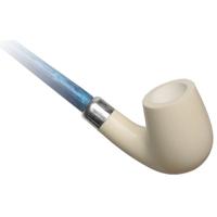 AKB Meerschaum Smooth Bent Billiard Churchwarden with Silver (with Case)
