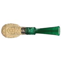 AKB Meerschaum Carved Floral Billiard with Silver (with Case)