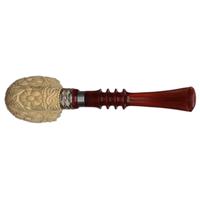 AKB Meerschaum Carved Floral Bent Dublin with Silver (with Case)