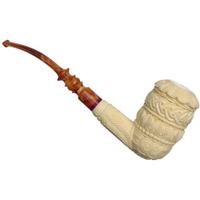 AKB Meerschaum Carved Floral Bent Billiard (H. Ege) (with Case)