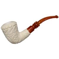 AKB Meerschaum Carved Floral Bent Dublin (with Case)