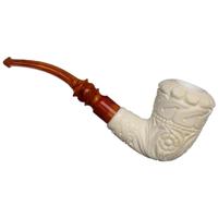 AKB Meerschaum Carved Floral Bent Dublin (with Case)