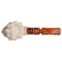 AKB Meerschaum Carved Skull with Floral Headdress (I. Baglan) (with Case)