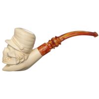 AKB Meerschaum Carved Civil War Soldier Skull with Hat (with Case)