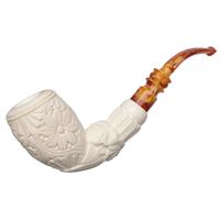 AKB Meerschaum Carved Floral Bent Egg (I. Baglan) (with Case)