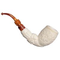AKB Meerschaum Carved Floral Bent Egg (I. Baglan) (with Case)