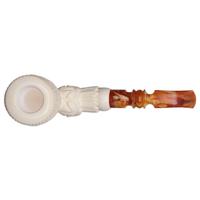 AKB Meerschaum Carved Floral Bent Egg (I. Baglan) (with Case)