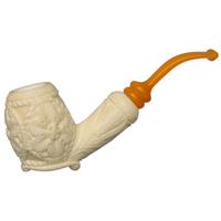 AKB Meerschaum Carved Floral Bent Egg (Mcinar) (with Case)