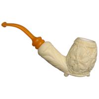 AKB Meerschaum Carved Floral Bent Egg (Mcinar) (with Case)