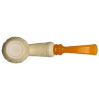 AKB Meerschaum Carved Floral Bent Egg (Mcinar) (with Case)