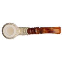 AKB Meerschaum Carved Floral Bent Egg (H. Ege) (with Case)