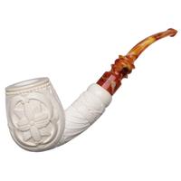 AKB Meerschaum Carved Floral Bent Billiard (I. Baglan) (with Case)
