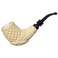AKB Meerschaum Carved Floral Bent Billiard (Mcinar) (with Case)