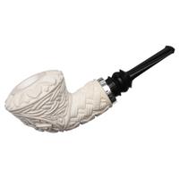 AKB Meerschaum Carved Reverse Calabash Floral Dublin with Silver (Kenan) (with Case)