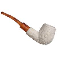 AKB Meerschaum Carved Floral Bent Billiard (with Case)