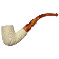 AKB Meerschaum Carved Floral Bent Billiard (with Case)