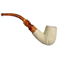 AKB Meerschaum Carved Floral Bent Billiard (with Case)