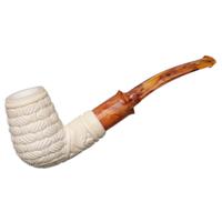 AKB Meerschaum Carved Floral Bent Billiard (Yusuf) (with Case)