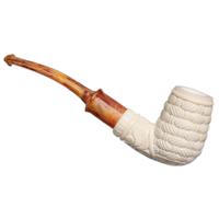 AKB Meerschaum Carved Floral Bent Billiard (Yusuf) (with Case)