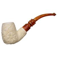 AKB Meerschaum Carved Floral Bent Billiard (with Case)